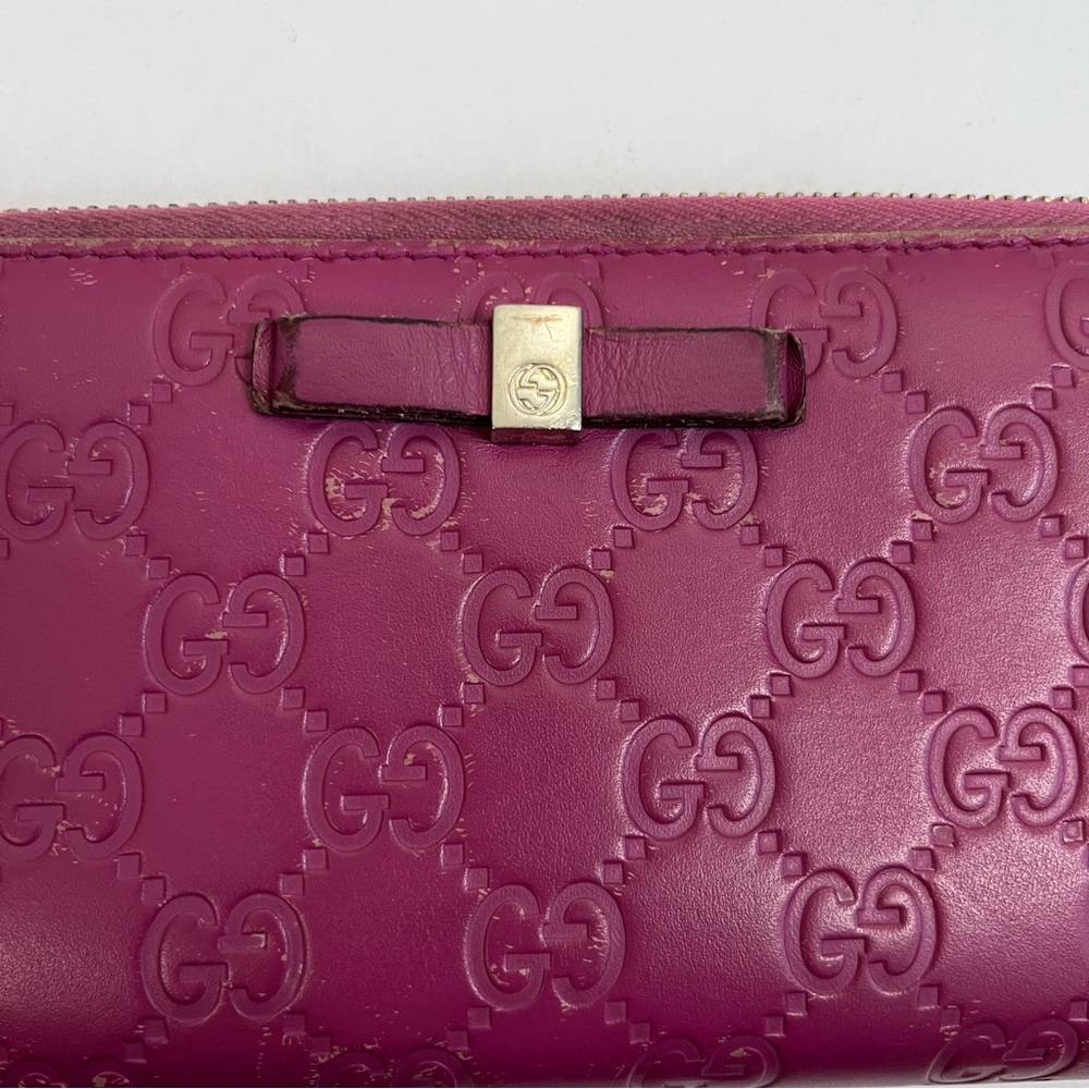 GUCCI Guccissima Signature Bowy Zip Around Wallet Peonia Flower - Picture 3 of 16